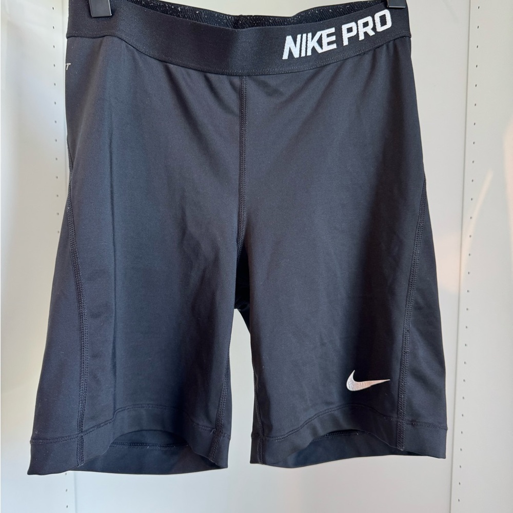 Nike Black Pro Compression Bike Shorts with White Swoosh